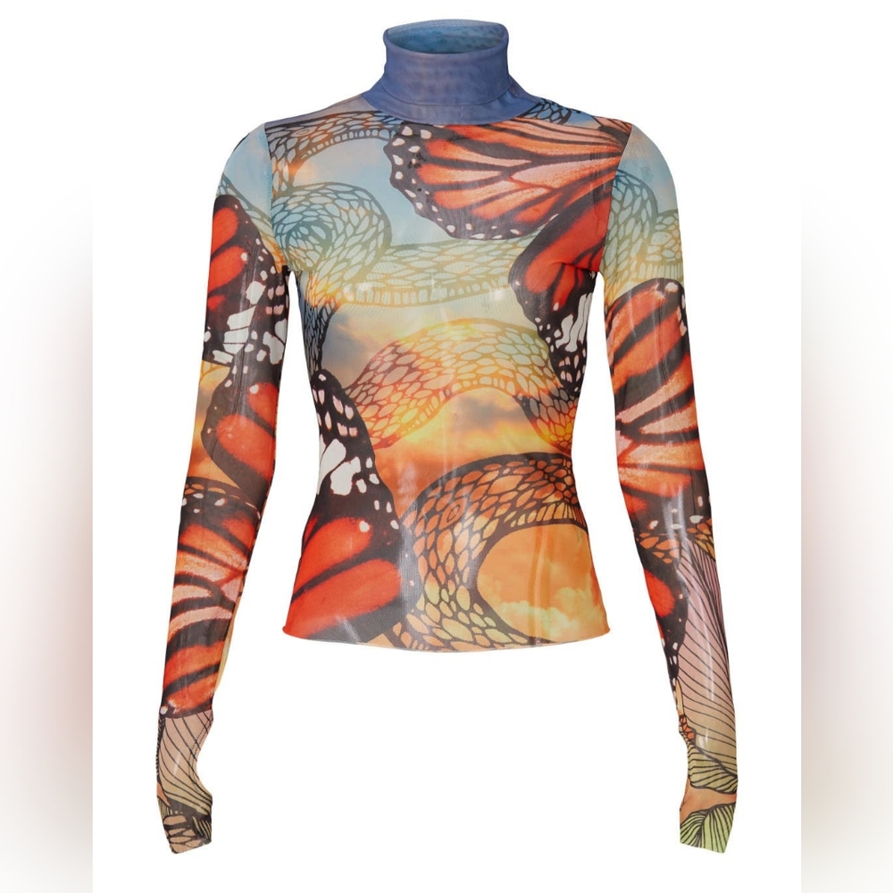 AFRM Zadie Butterfly Mesh Top, Sz XS